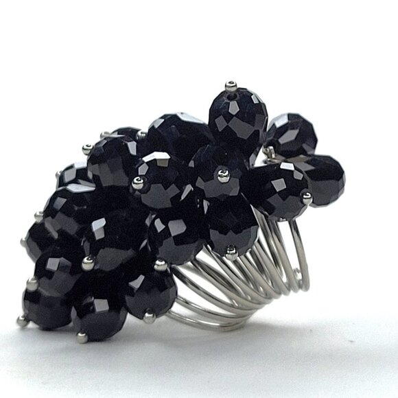 Swaroski Crystal Ring Flamboyant Unique Crystal Bicone Beaded Cluster Ring - Picture 10 of 14